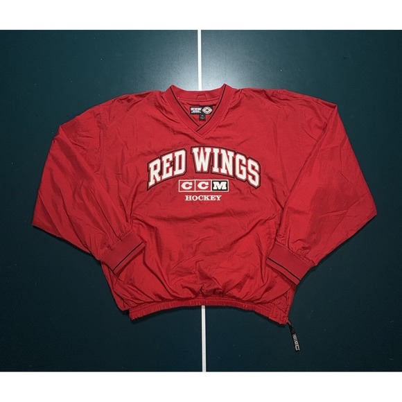 Vintage CCM Detroit Red Wings Windbreaker Pullover Men's Medium Embroidered - Picture 1 of 11